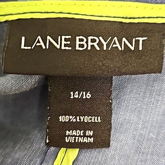 Lane Bryant Blue Camo Jacket Blazer 100% Lyocell Snap Closures Woman Sz 14/16 - Picture 9 of 10